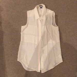 Theory Sleeveless Button Up Silk Tank Top